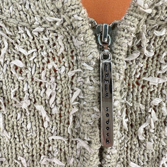 Vintage Jamie Sadock Jacket Women XL Tan Full Zip Hoodie Stretch Frayed Textured - Picture 5 of 9
